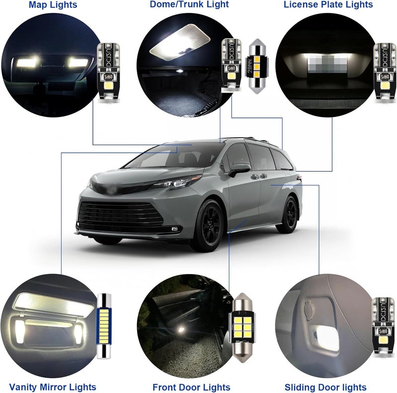 EASY EAGLE LED Interior Car Lights for Toyota-Sienna-2004-2010: 17 Piece Kit White LED Light Bulbs - Super Bright 6000K + Install Tool - Image 3